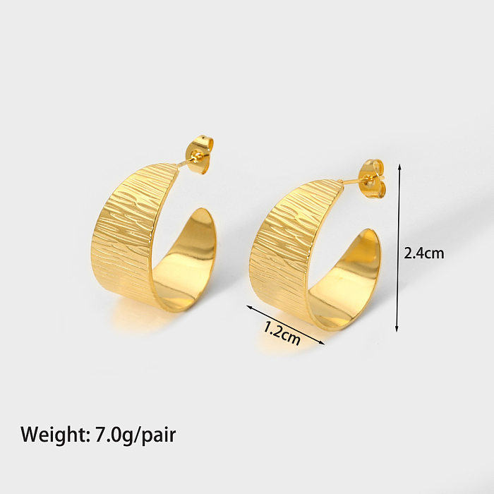 1 Pair Modern Style C Shape Plating Stainless Steel  Ear Studs