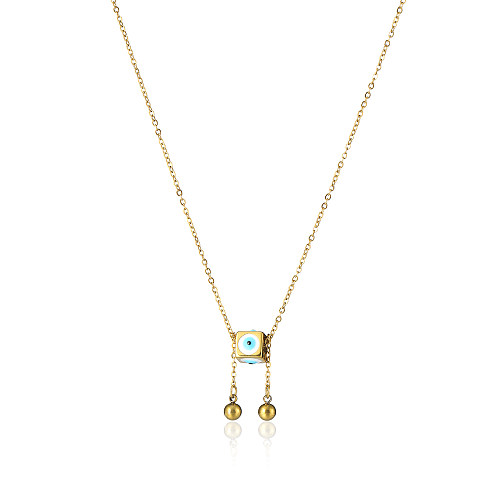 Casual Simple Style Square Eye Stainless Steel  Plating 14K Gold Plated Necklace