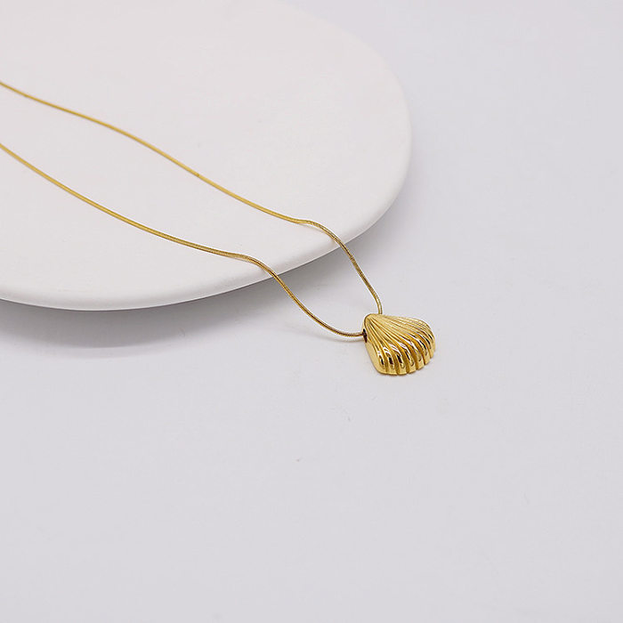 Simple Style Shell Stainless Steel  Plating Gold Plated Pendant Necklace