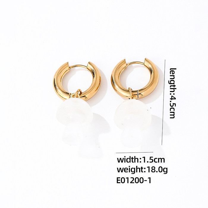 1 Pair Sweet Simple Style Round Mushroom Plating Stainless Steel  Gold Plated Drop Earrings