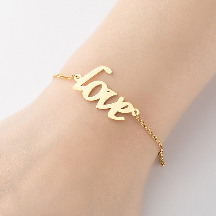 Cute Lady Letter Fox Horse Stainless Steel Plating Bracelets