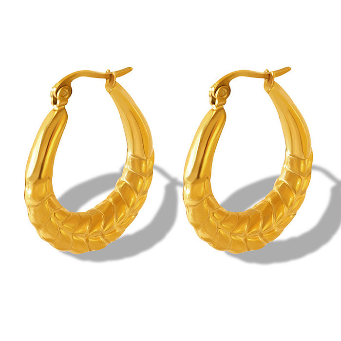 Fashion Wheat Ear Geometric Stainless Steel Plated 18k Gold Earrings