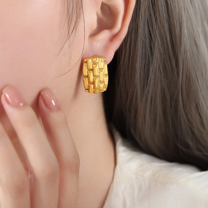 1 par de brincos de orelha banhados a ouro 18K estilo moderno streetwear geométrico chapeado em aço inoxidável