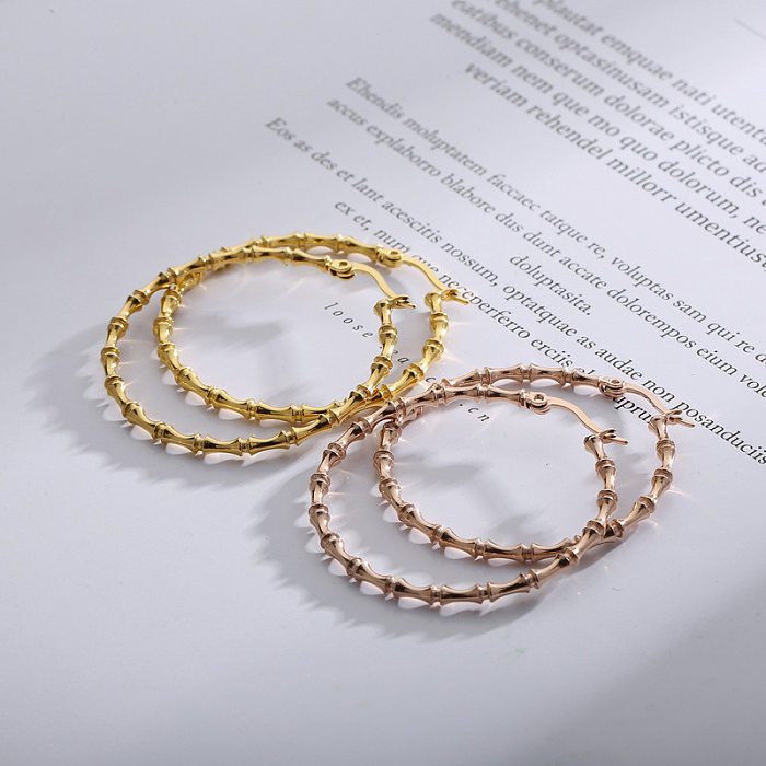 Grands bijoux géométriques en acier inoxydable pour femmes, cerceau d'oreille à la mode
