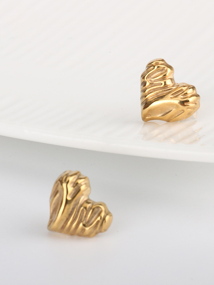 1 par casual estilo moderno formato de coração relâmpago pássaro chapeamento incrustação de aço inoxidável zircão 18K banhado a ouro brincos de orelha