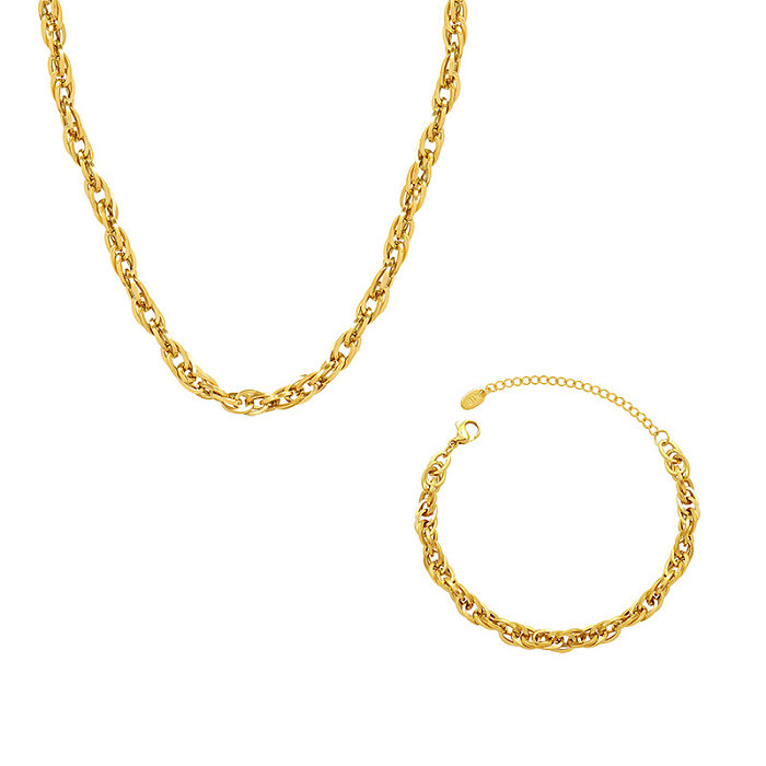 Collier et Bracelet à chaîne épaisse européenne et américaine, bijoux plaqués or 18 carats en acier inoxydable