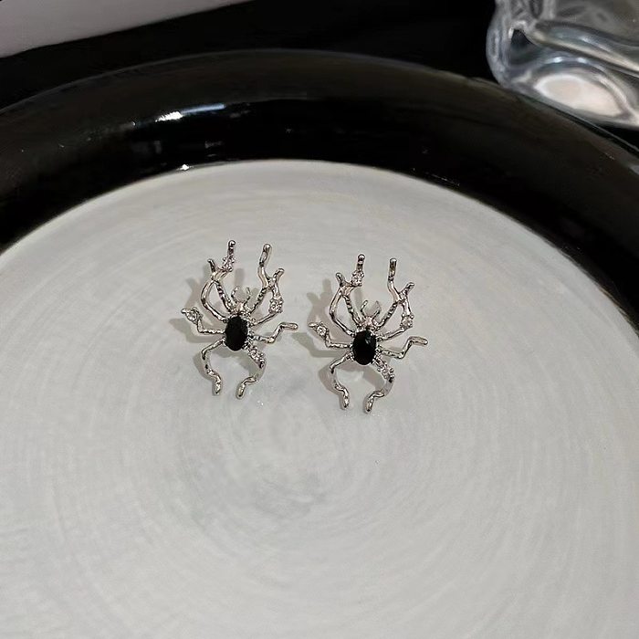 Fashion Spider Ohrstecker aus Edelstahl mit Inlay und künstlichen Edelsteinen, 1 Paar