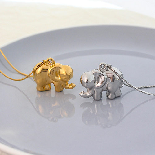 Lässige Streetwear-Elefant-Anhänger-Halskette aus Edelstahl