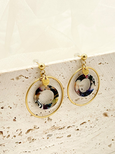1 Pair Modern Style Round Plating Stainless Steel  Gold Plated Drop Earrings