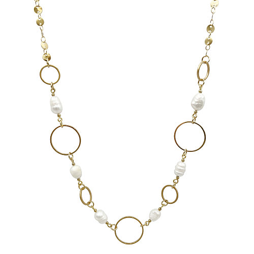 Bohemian Printing Stainless Steel  Pearl Plating Necklace 1 Piece