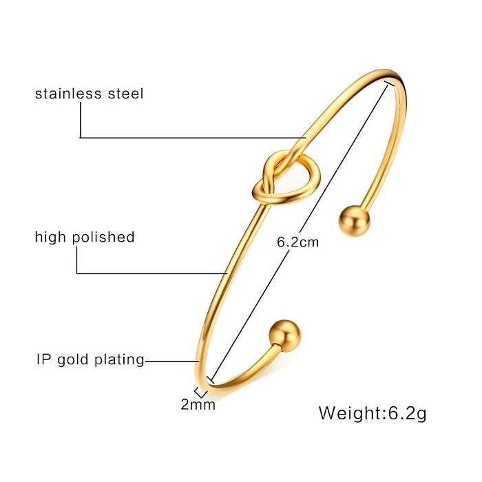 Casual Streetwear Geometric Stainless Steel 18K Gold Plated Bangle In Bulk
