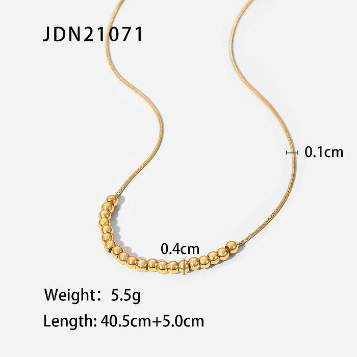 Collier de perles rondes en acier inoxydable plaqué or 18 carats, nouveau style