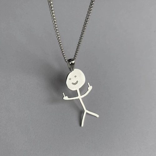 Simple Style Stainless Steel  Cartoon Character Graffiti Necklace Daily Electroplating Stainless Steel 1 Piece