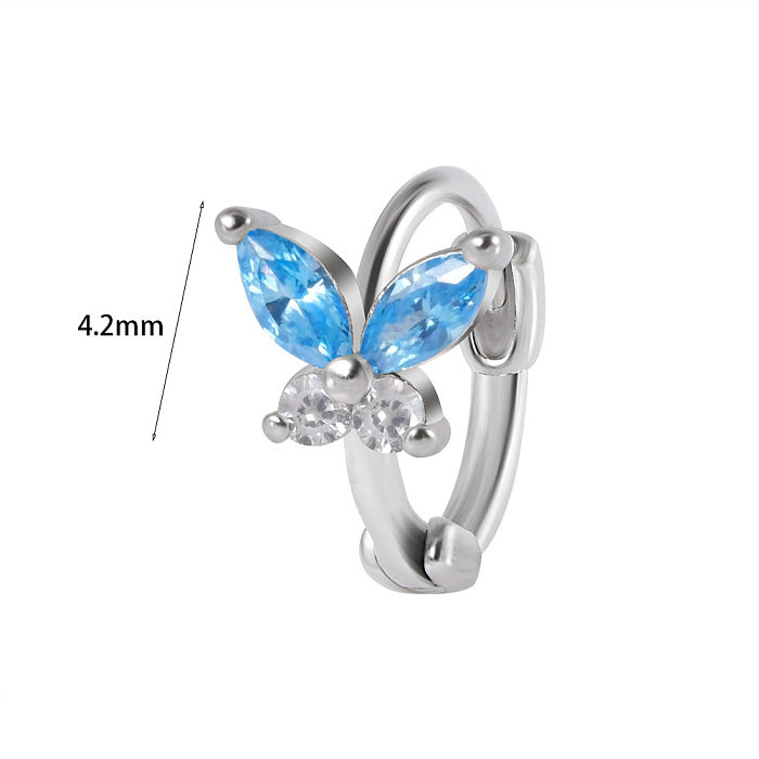 1 Stück elegante Blumen-Schmetterlings-Inlay-Edelstahl-Zirkon-Ohrringe