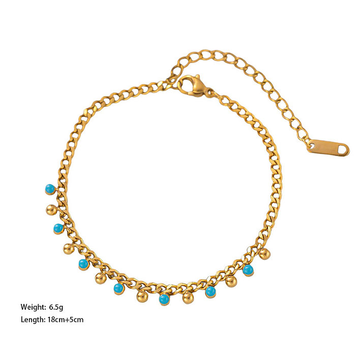Bracelets turquoise incrustés d'acier titane de couleur unie rétro