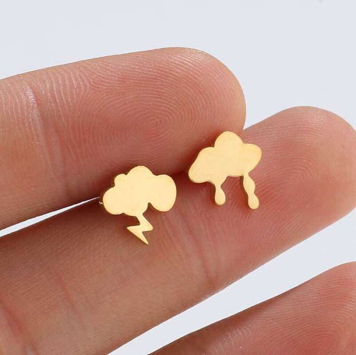 Simple Style Clouds Stainless Steel Ear Studs Plating No Inlaid Stainless Steel  Earrings