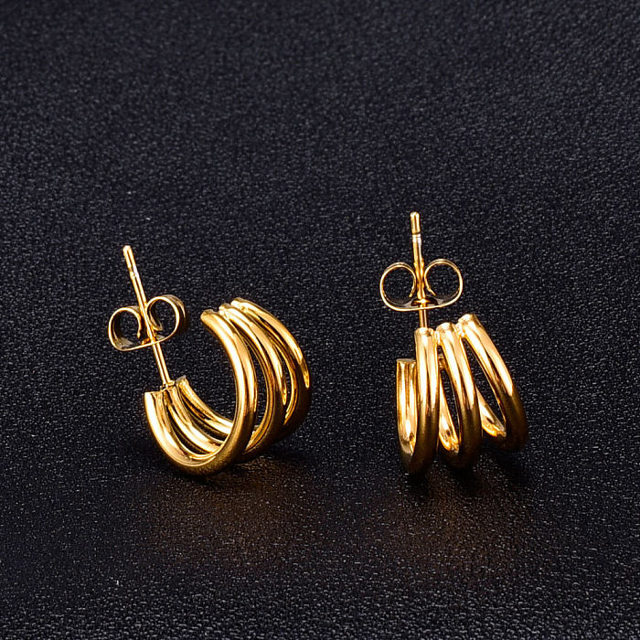 Boucles d'oreilles courbées à trois lignes, ligne de mode, vente en gros de bijoux