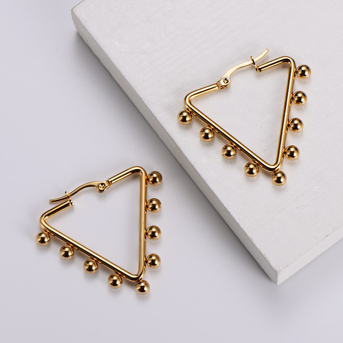 AML Einfache quadratische Dreieck-Sechseck-runde tropfenförmige Herzschweiß-Edelstahl-runde Perlen-geometrische Ohrringe