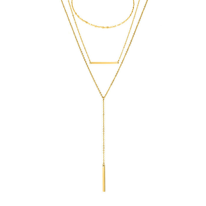 Collier plaqué or avec chaîne de placage géométrique en acier inoxydable pour dame