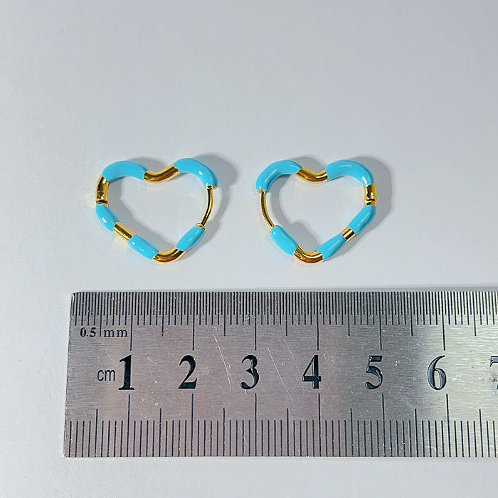 1 Pair Simple Style Heart Shape Plating Stainless Steel  Gold Plated Earrings