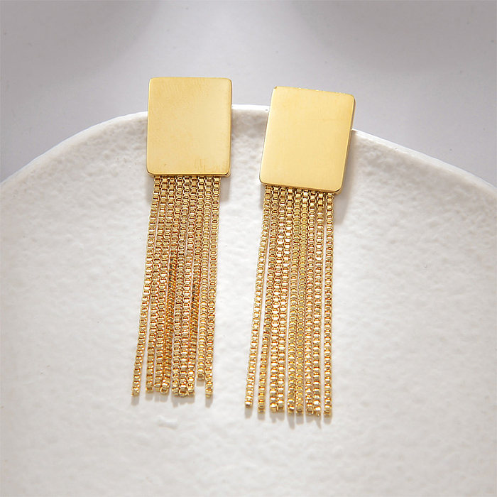 1 Pair Streetwear Tassel Plating Metal Stainless Steel  18K Gold Plated Drop Earrings