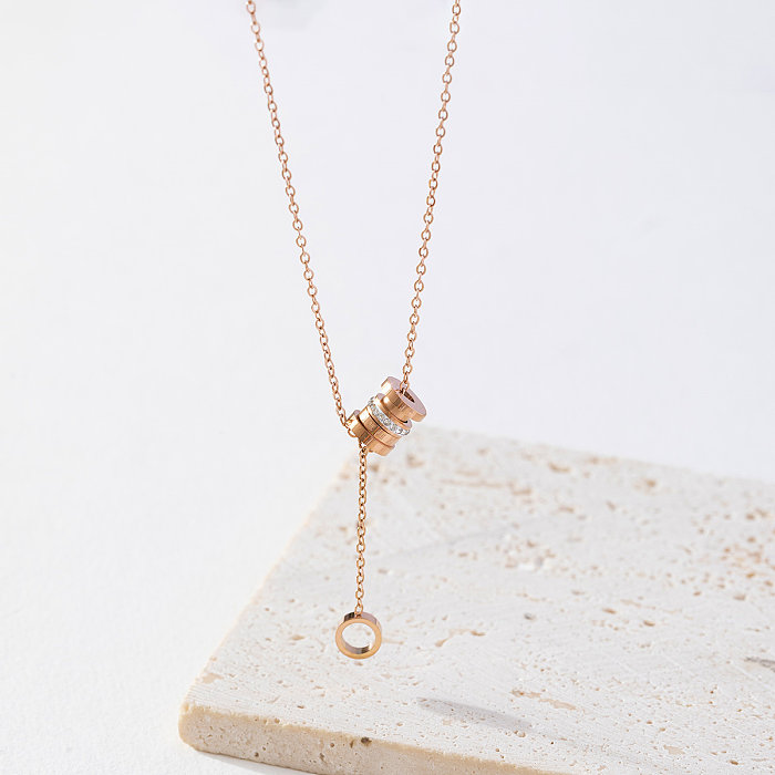 Elegante estilo moderno estilo simples formato de coração incrustação de aço inoxidável com pedras preciosas artificiais pingente colar