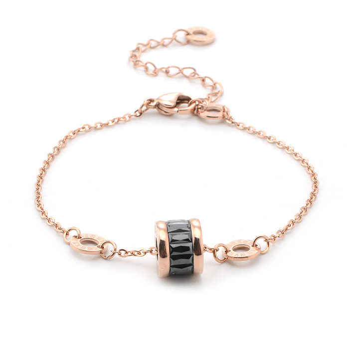 Bracelets géométriques en titane et acier avec incrustation de zircon de style simple