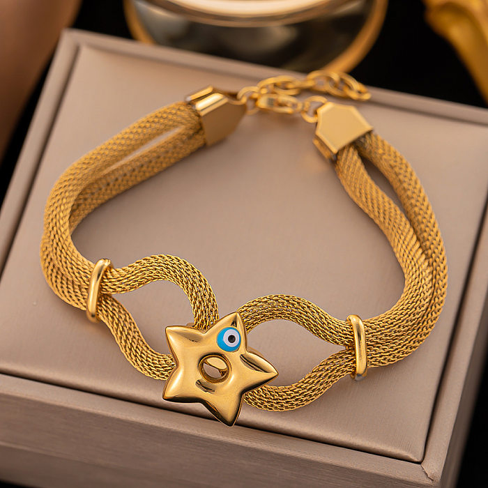 Fashion Geometric Titanium Steel Plating Turquoise Bracelets