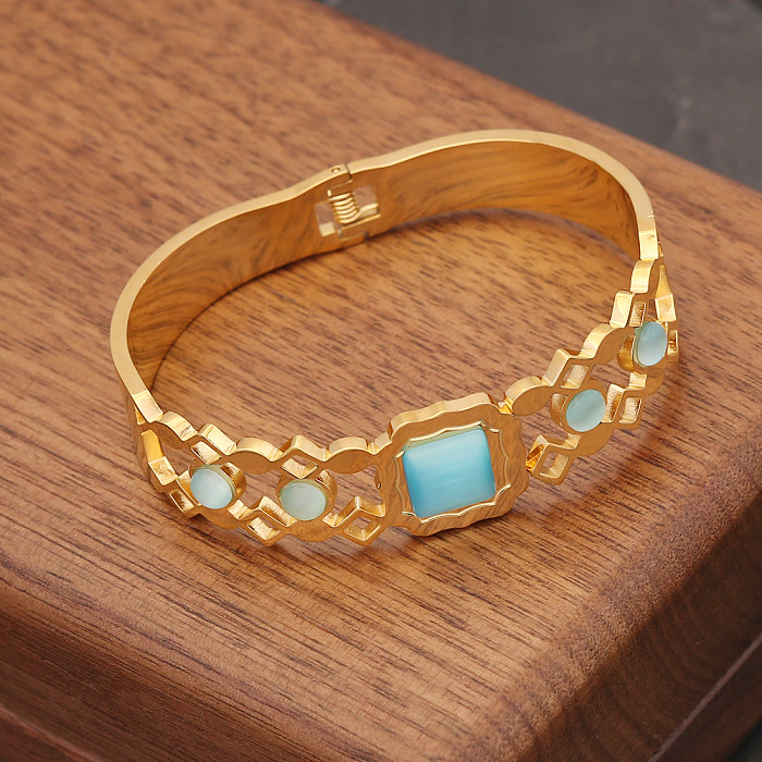 Bracelet opale géométrique en acier inoxydable de style rétro moderne de base en vrac