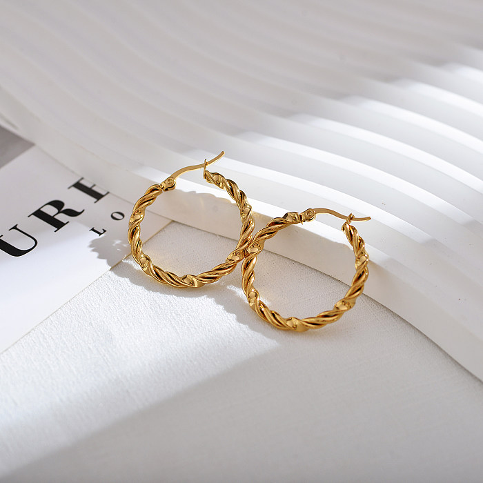 1 Pair Elegant Luxurious Solid Color Stainless Steel  Earrings