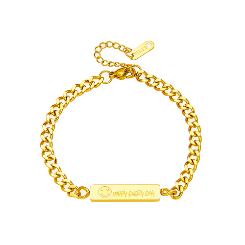 Fashion Letter Smiley Face Titanium Steel Plating Bracelets