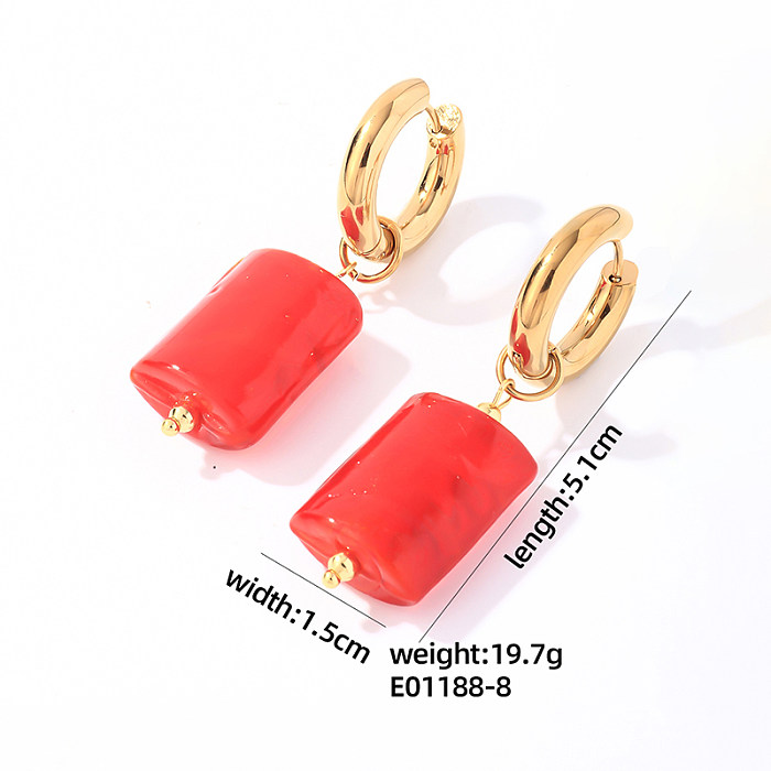 1 Paar schlichte, runde, ovale, vergoldete Ohrhänger aus Edelstahl