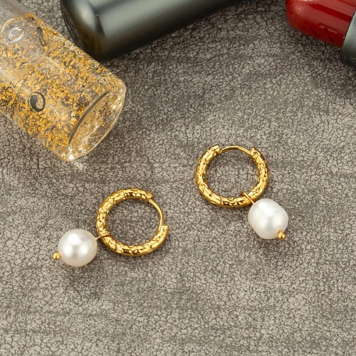 1 Pair Vintage Style Solid Color Plating Stainless Steel  Gold Plated Earrings