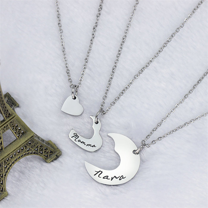 Hot Sale In Europe And America Fashion Creative Mother's Day Three Puzzle Stainless Steel Necklace