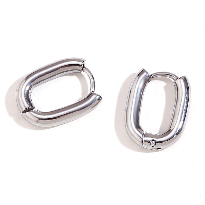 1 paire de clous d'oreilles plaqués or 18 carats, Style Simple, classique, couleur unie, strass en acier inoxydable