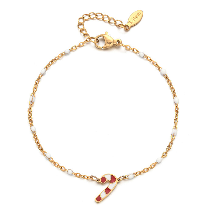 Atacado estilo desenho animado bonito doce aço inoxidável esmaltado pulseiras banhadas a ouro