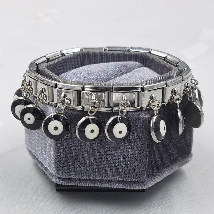 Casual Devil'S Eye Stainless Steel Pleated Bracelets