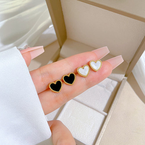 1 Pair Modern Style Simple Style Heart Shape Stainless Steel Ear Studs