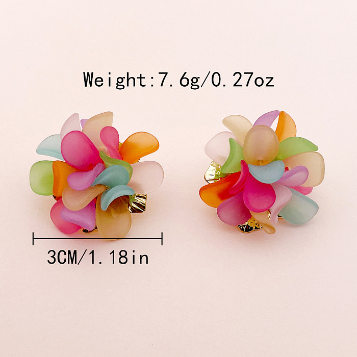 1 Pair British Style Commute Flower Plating Stainless Steel  Gold Plated Drop Earrings