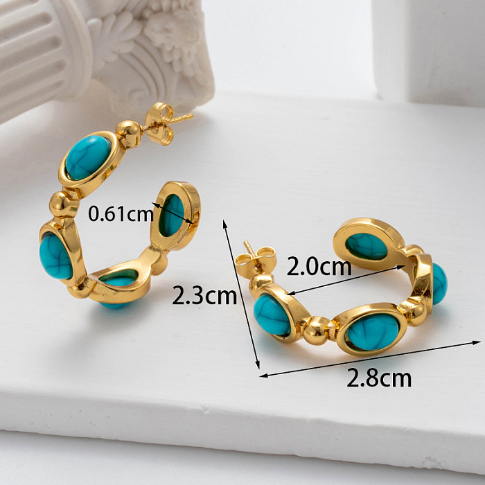 1 paire de boucles d'oreilles pendantes en acier inoxydable et Zircon plaqué or 18 carats, Style Vintage, Style Simple, incrustation de cornes