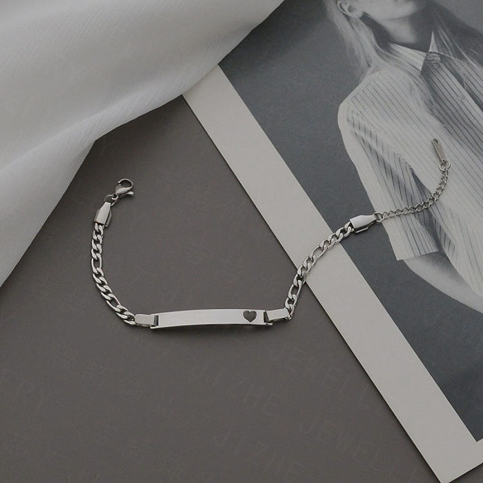 1 Piece Simple Style Heart Shape Stainless Steel Plating Bracelets