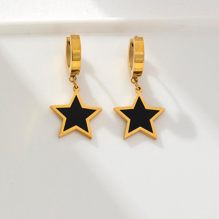 1 paire de boucles d'oreilles pendantes en acier inoxydable, romantique, douce et artistique, étoile