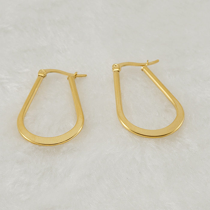 Simple Style Geometric Stainless Steel Hoop Earrings Plating Metal Stainless Steel  Earrings