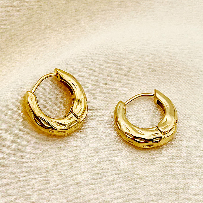 1 Pair Simple Style Round Plating Stainless Steel  Gold Plated Earrings