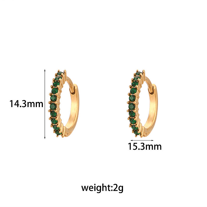 Fashion Circle Stainless Steel  Plating Inlay Zircon Hoop Earrings 1 Pair
