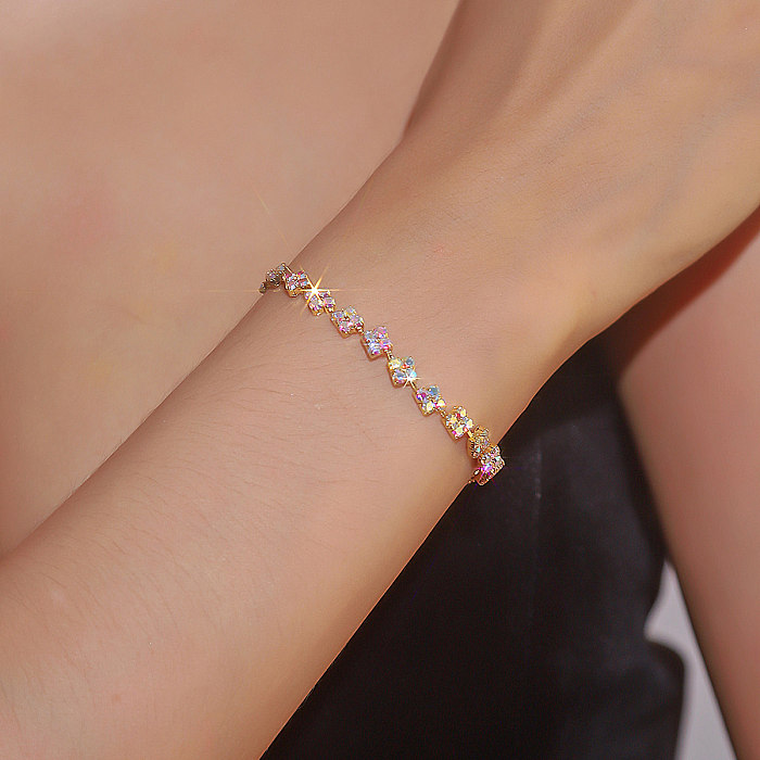 Pulseiras de strass com embutimento de aço titânio de cor sólida doce