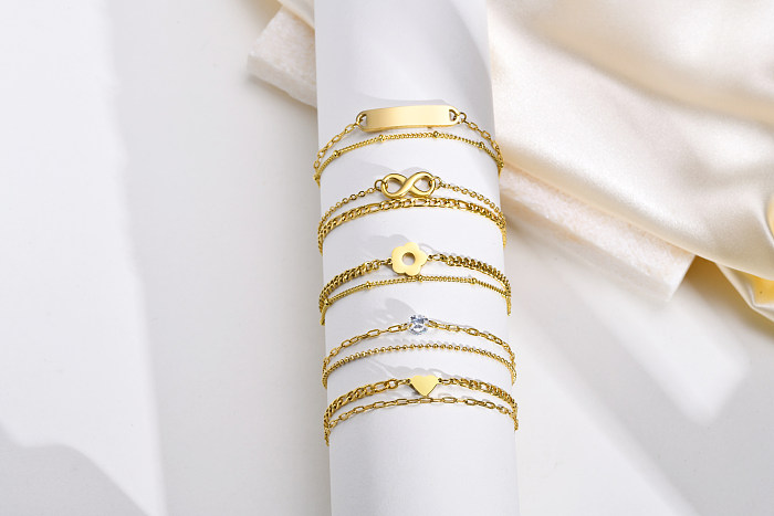 Casual Solid Color Stainless Steel Plating 18K Gold Plated Bracelets