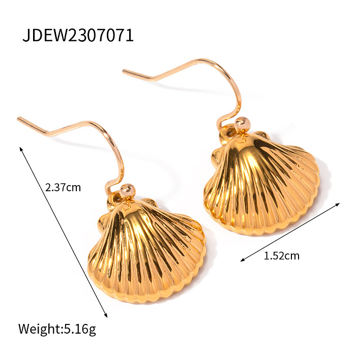 1 Pair IG Style Shell Plating Stainless Steel  18K Gold Plated Drop Earrings