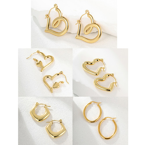 Fashion Geometric Heart Shape Stainless Steel  Plating Earrings 1 Pair