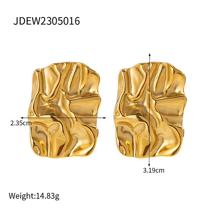 1 Pair Commute Square Plating Stainless Steel  18K Gold Plated Earrings